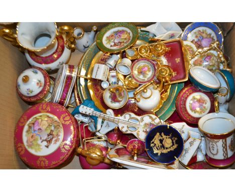 Limoges decorative ceramics including miniature tea service, vases,plates, other miniatures