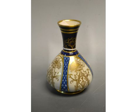 A Macintyre Moorcroft Aurelian ware bottle vase, each underglaze printed in blue with stylised poppy and foliate motifs betwe