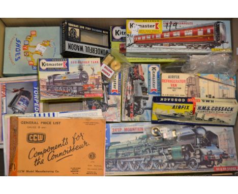 Kits - Kitmaster Rosebud plastic scale models - 241P Mountain, part built;  others 0-6-0 saddle tank, Italian Tank,  Coaches,