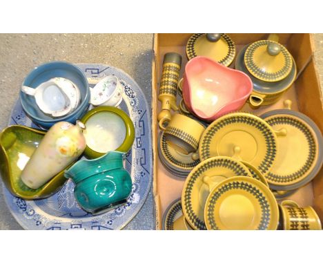 A Goebel part tea service; Ceramics - Bretby platters, a blue and white meat plate, etc.