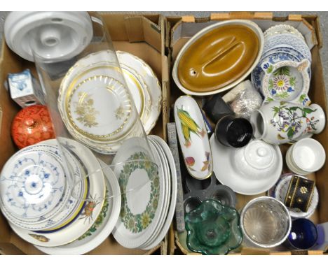 Ceramics - Delft flower bricks, 19th century and later dinner wares, Royal Doulton; Royal Worcester Evesham pattern dish; etc