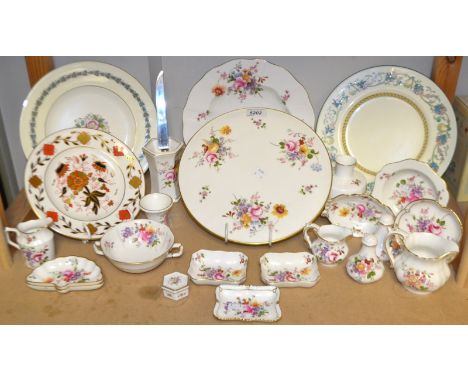 Royal Crown Derby Posies, a cake plate, sugar bowl jugs, vases, trinket trays etc;  a Wedgwood plate qty