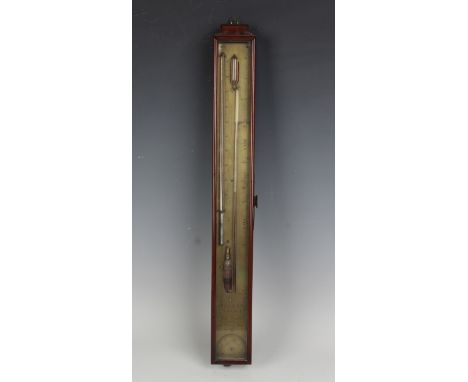 A Victorian mahogany cased 'Rodney Yacht' sympiesometer, the brass scale with mercury thermometer, glass cistern and sliding 