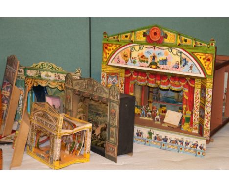 Group of various puppet theatre figures, scenery etc