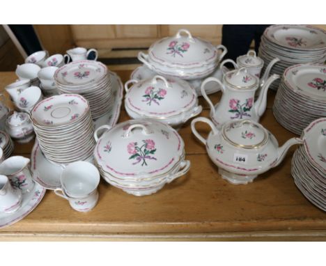 Group of Bernard and Limoges 'Darwin' pattern dinnerware comprising ten dinner plates, sixteen soup plates, teapot, coffee po
