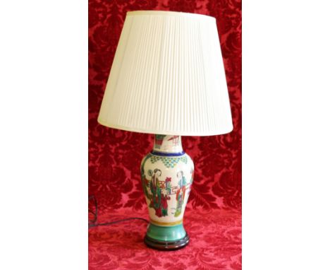 Modern Chinese vase as a lamp base with figure decoration, 50cm.