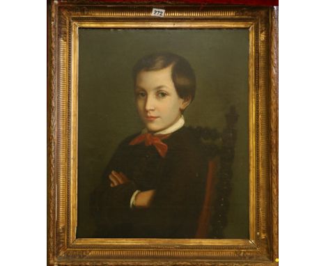 ENGLISH 19th CENTURY SCHOOL
Half length portrait of a young boy in a brown jacket
Oil on canvas, 54cm x 44cm