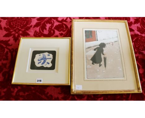 After George Braque, Blue Bird, lithograph inititaled GB and another print of  La Petite Blanchisseuse after Bonnard "collect