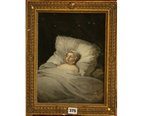 ANTHOINE CLAUDE FLEURY (1795-1822)
Henrietta Maria Felicite
Portrait on her death bed inscribed verso
Oil on canvas
31cm x 23
