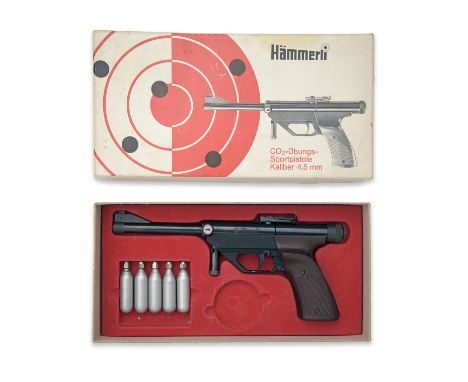 HAMMERLI, SWITZERLAND  A SCARCE BOXED .177 REPEATING Co2-POWERED AIR-PISTOL, MODEL 'PRINZ', serial no. 01151, circa 1970, wit