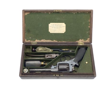 ADAMS, LONDON A CASED 54-BORE PERCUSSION REVOLVER, MODEL 'ADAM'S PATENT', serial no. 31063R, circa 1858, with octagonal 5 1/2