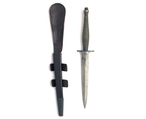 WILKINSON SWORD CO., LONDON A SCARCE MKII FAIRBAIRN-SYKES DAGGER WITH BLACK HILT, circa 1941-42, with usual-form straight dou