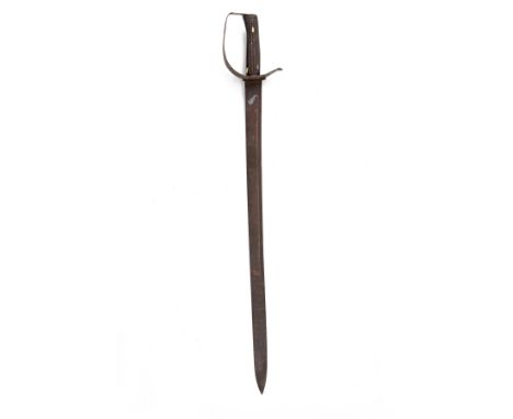 A RARE AMERICAN REVOLUTIONARY WARS NAVAL CUTLASS, UNSIGNED, circa 1770, with plain 27in. steel blade with single narrow fulle