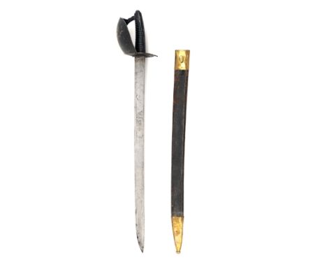 A & E HOLLER, SOLINGEN AN ITALIAN M1847 PATTERN NAVAL CUTLASS, mid 19th century, with very slightly curved broad fullered 26i