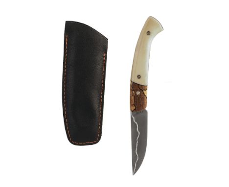 MANU LAPLACE 1515, FRANCE, A HAND-MADE LOCK-KNIFE WITH FLAMED BEECH-WOOD AND BONE SCALES, MODEL '1515 100', with oxidized dro