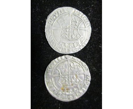 Henry VIII groat, first harp issue (1534-40) with crowned H and I for Henry and Jane Seymour, together with a similar coin (b