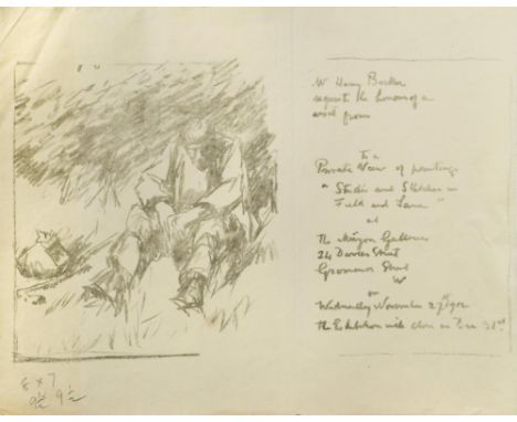 Harry Becker (British, 1865-1928) Original draft invitations to A private view of paintings "Studies and Sketches in Field an