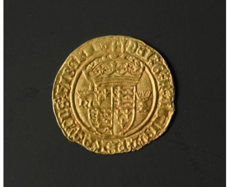 Henry VIII second coinage (1526-44) crown of the double rose 3.8g, crowned rose dividing crowned H &amp; K, reverse with crow