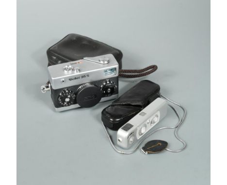 Rollei 35 S Singapore Camera in Chrome, (Rollei 35s) with Sonnar 2,8/40mm Lens and leather case and a A Minox B Chrome SHP345