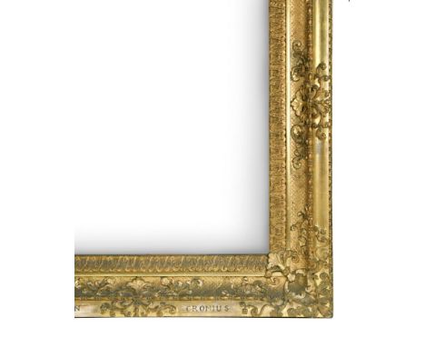 A 19th Century gilt gesso portrait frame, inscribed along the bottom edge "Joran Cronius", sight size 60 x 70cm (23.5 x 27.5i