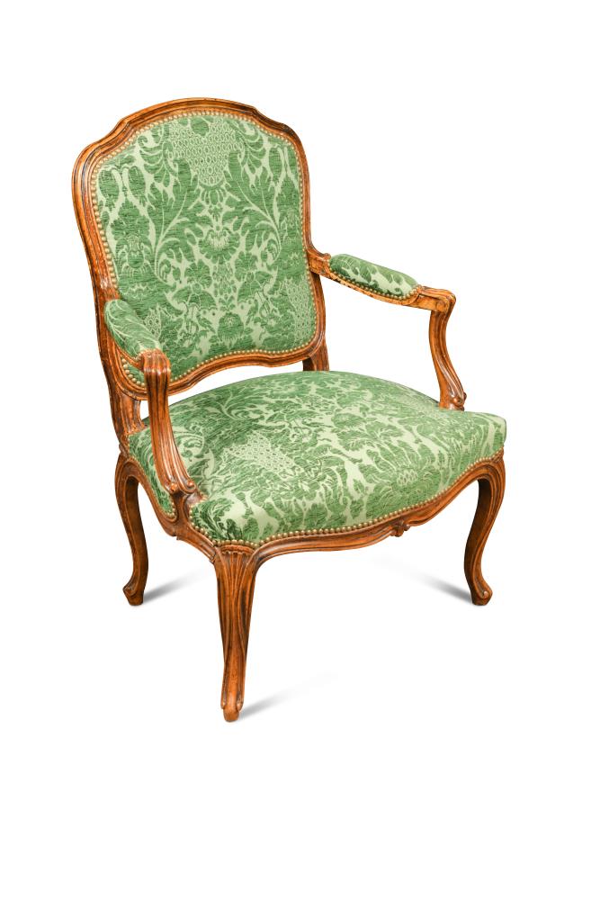 French louis xv green damask living room set