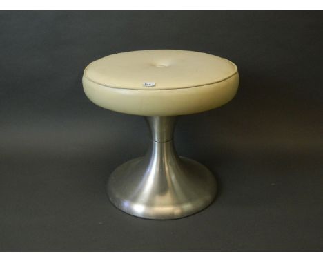 A 1970s brushed aluminium and leatherette stool, 19'' x 18''