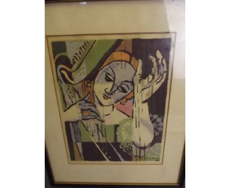 Lena Gurr, 'The Harpist', screen print of a girl playing the harp, 10'' x 7½''