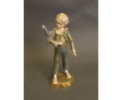 A Worcester pottery figure group 'The Parakeet', 6½'' high (AF restored)