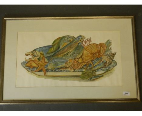 Mary Gregory, a Limited Edition hand coloured lithograph 1/100, still life fruits of the sea, signed, 24'' x 13'', Best Bid