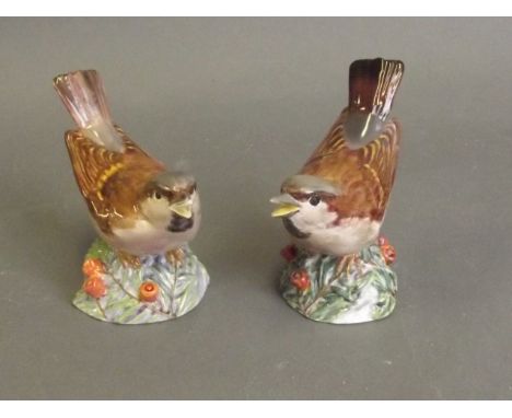 Two Royal Worcester figures in the form of sparrows, no. 3236, 3¼'' high