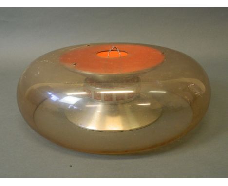 A 1970s perspex and aluminium ceiling light, 20'' diameter