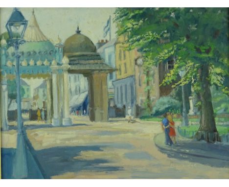 Edwin Burbidge, oil on board, The India Gate At The Royal Pavilion, Brighton, signed, 14" x 17.5", framed.