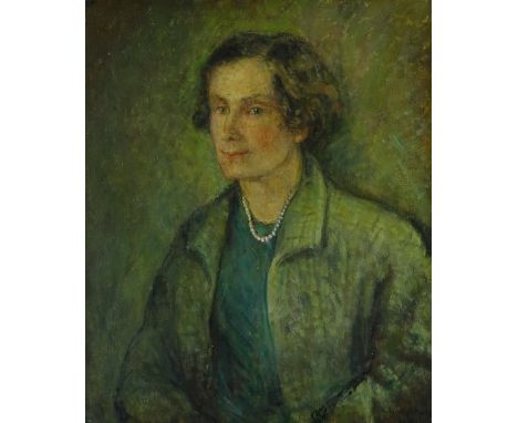 Clare Atwood (1866-1962), oil on canvas, portrait of a lady, signed and dated 1952, 24" x 20", framed.