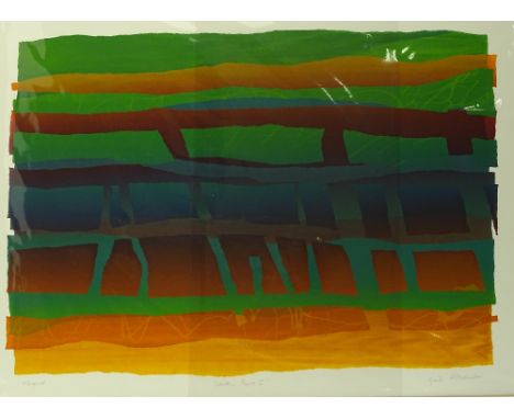 Gail Altschinler? mono-print, titled Weather Report I, signed in pencil, image 21" x 31", mounted.