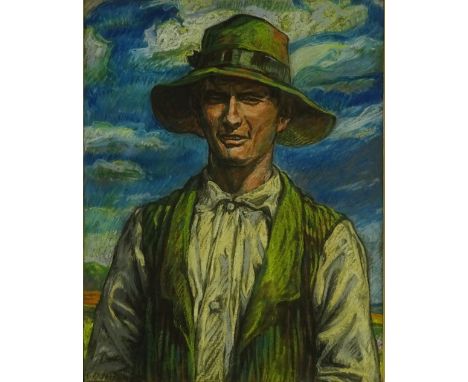 Australian School, coloured pastels, portrait of a man, signed with monogram, 15.5" x 12".
