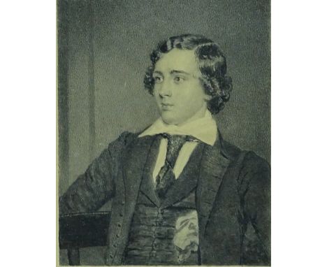 A Wivell, ink/watercolour, portrait of a young man circa 1850, 4.25" x 3.25", framed.