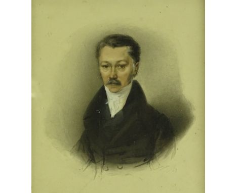 Festette Gyurkovits (Hungarian), watercolour, portrait of a gentleman 1833, 9.5" x 7.5", framed.