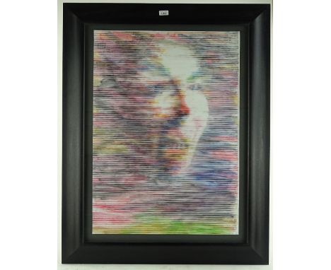 Declan Brown, mixed media on paper, portrait from the television 1998, sheet size 33" x 23" and 2 other Limited Edition print