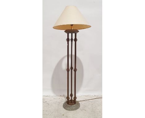 Modern standard lamp and matching table lamp, each of three pillar design (2) Condition ReportCast iron stands with plaster b