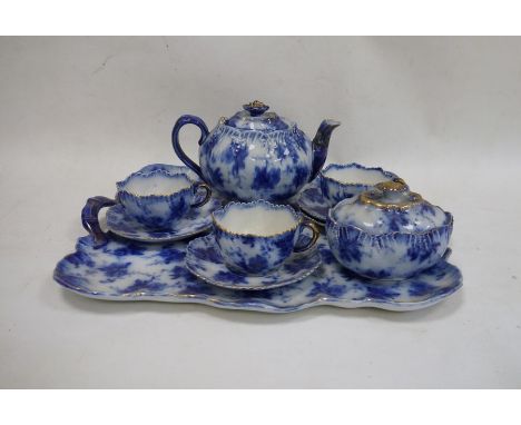 20th century Ridgways Verona pattern earthenware cabaret service comprising three cups, saucers, teapot, sugar bowl and two-h