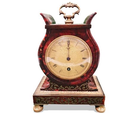 Dwerrihouse Ogston and Bell William IV mantel clock with baton numerals, the dial marked indistinctly, in red tortoiseshell a