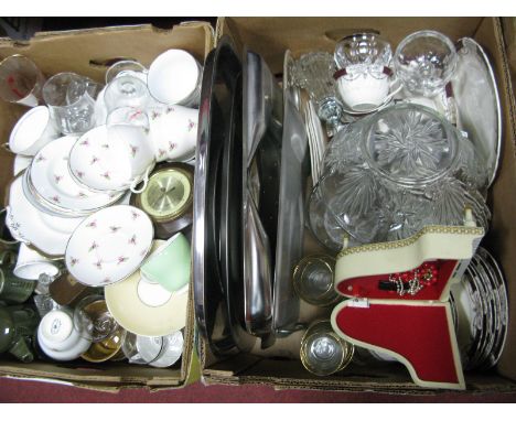 Lindrick China Part Tea Service, glasswares, baking trays, etc:- Two Boxes