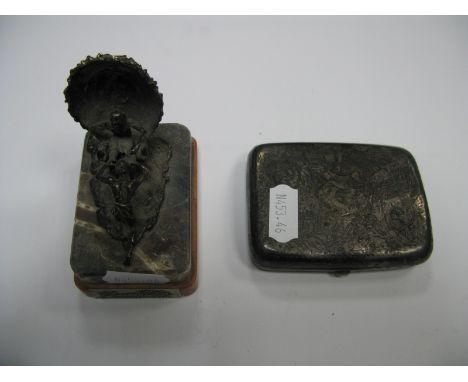 A Silver Hallmarked Cigarette Case, Sheffield; a Jerusalem souvenir. (2)
