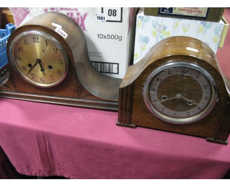 A 1920's Napoleon Style Mantel Clock; together with an oak cased mantel clock. (2)
