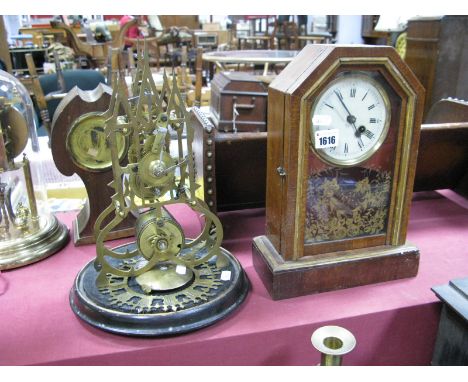 A XIX Century Brass Fusee Skelelon Clock, (damage); together with a XIX Century American mantel clock. (2)