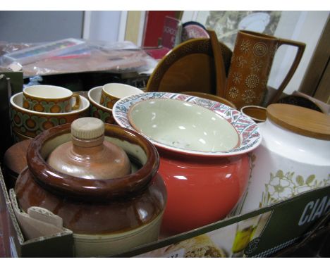 Portmeirion 'Totem' Coffee and Teapots, Hornsea 'Fleur' biscuit jar, 'Paysanne' planter and other Hornsea pottery:- One Box