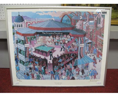 Print After Joe Scarborough 'The Crucible Theatre', signed, framed.