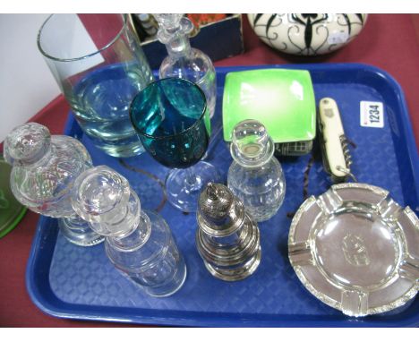 Doulton D2002 Trinket Box, Solingen multiblade knife, ashtray, sugar caster, glassware:- One Tray