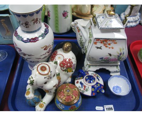 Franklin Mint Teapot, Imperial puppy, Swan Lake trinket box, etc:- One Tray