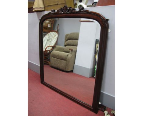 A XIX Century Style Mahogany Framed Bevelled Over Mantel, with shell cresting, 140cm high.